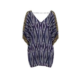 ViX Paula Hermanny Purple Ikat Leopard Print Tunic‎ Dress Cover Up Medium